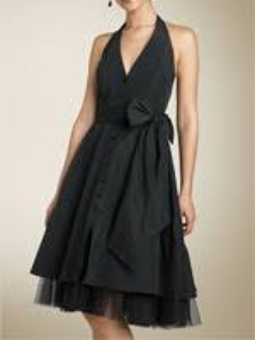NWT BCBG Elegant Black Halter Dress with Self-Tie Waist